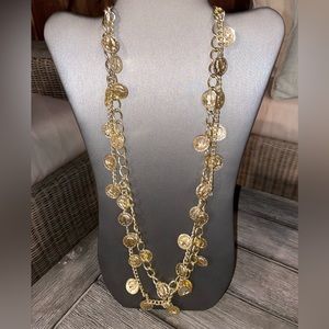 Gold-tone Coin Statement Long Necklace